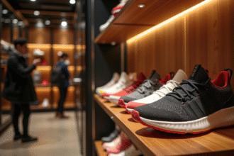 Vitrine de luxe avec sneakers en édition limitée numérotées