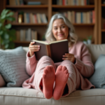 Femme détendue portant des chaussettes piloupilou colorées