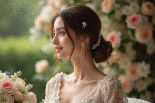 Femme élégante lors d'une reception de mariage en plein air