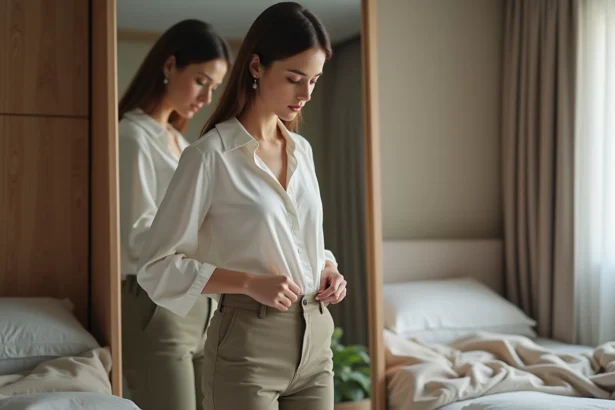 Femme mode en miroir dans une chambre moderne