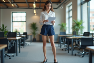 Femme professionnelle en bureau moderne avec documents