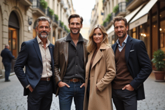Groupe d adultes élégants dans une rue chic de ville