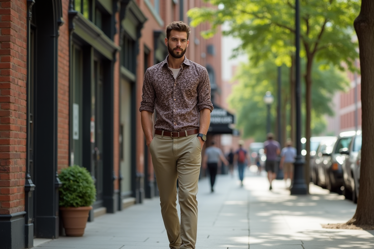 Jeune homme dans la rue avec style urbain dynamique