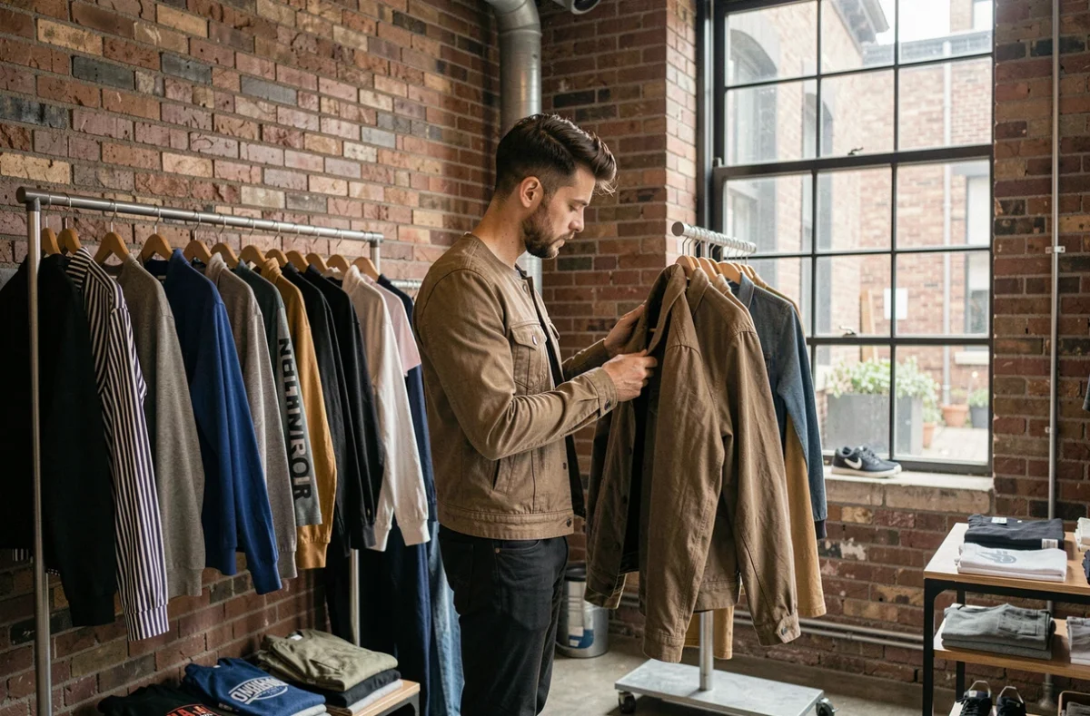 Boutique Two Cour avec une sélection de vêtements contemporains dans un cadre au style industriel urbain